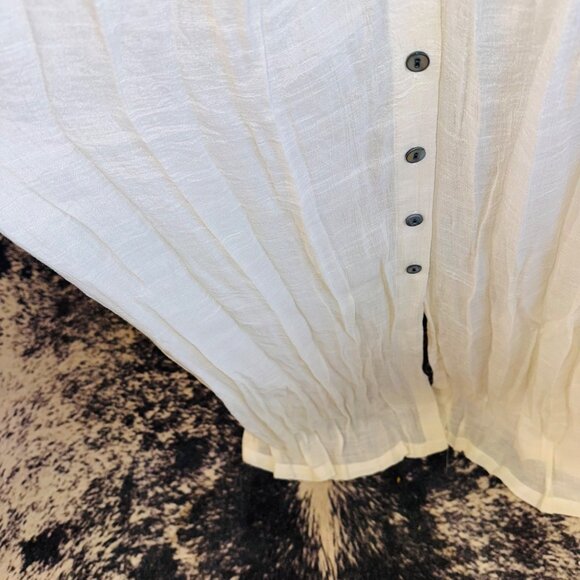 NWT Peach Love S/M Ivory Plunge Drawstring Backless Ruffled Cover Up Dress Maxi - Picture 14 of 16